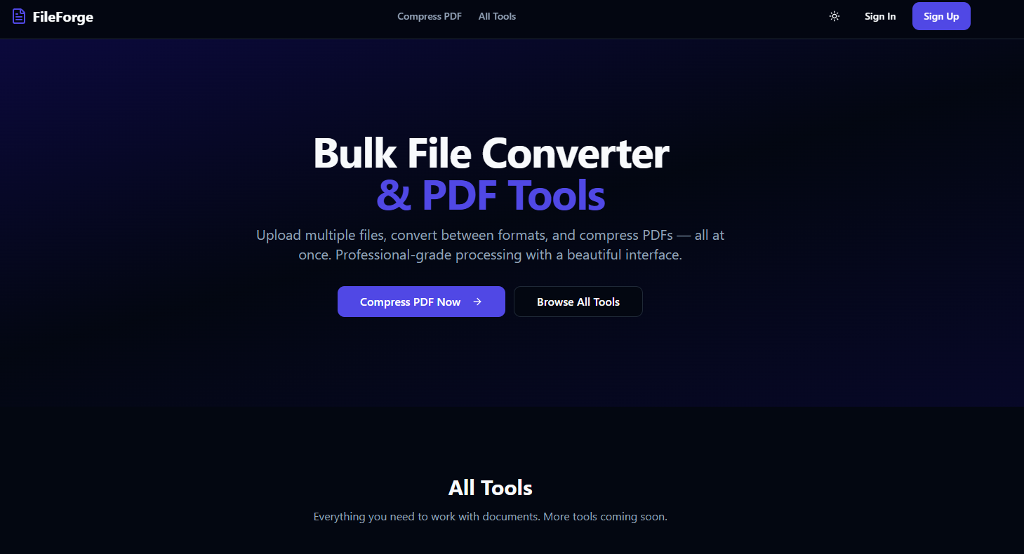FileForge – Bulk File Converter & PDF Tools Platformu