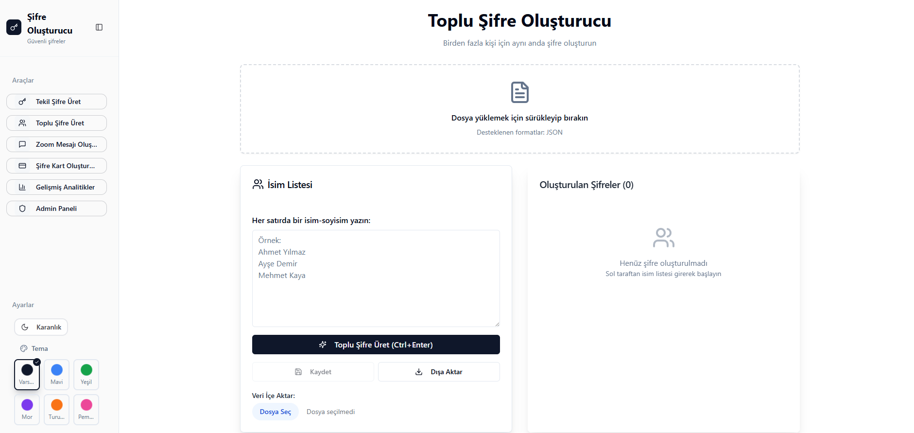 Toplu Şifre Oluşturucu & Otomasyon Paneli
