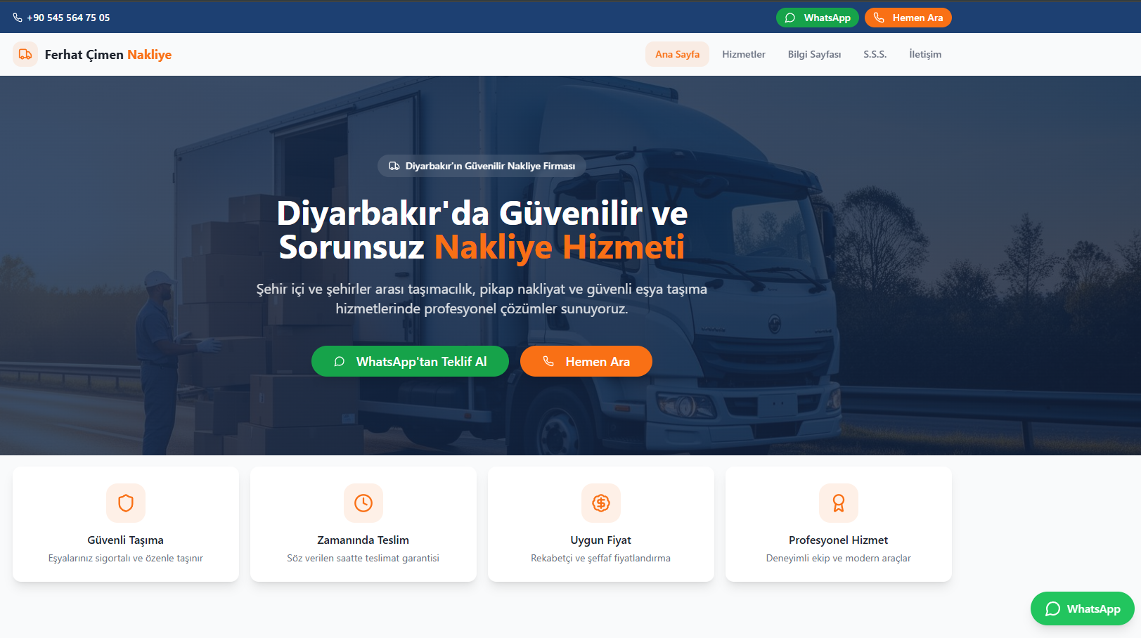 Ferhat Çimen Nakliye – Kurumsal Tanıtım ve Müşteri Kazanım Web Sitesi