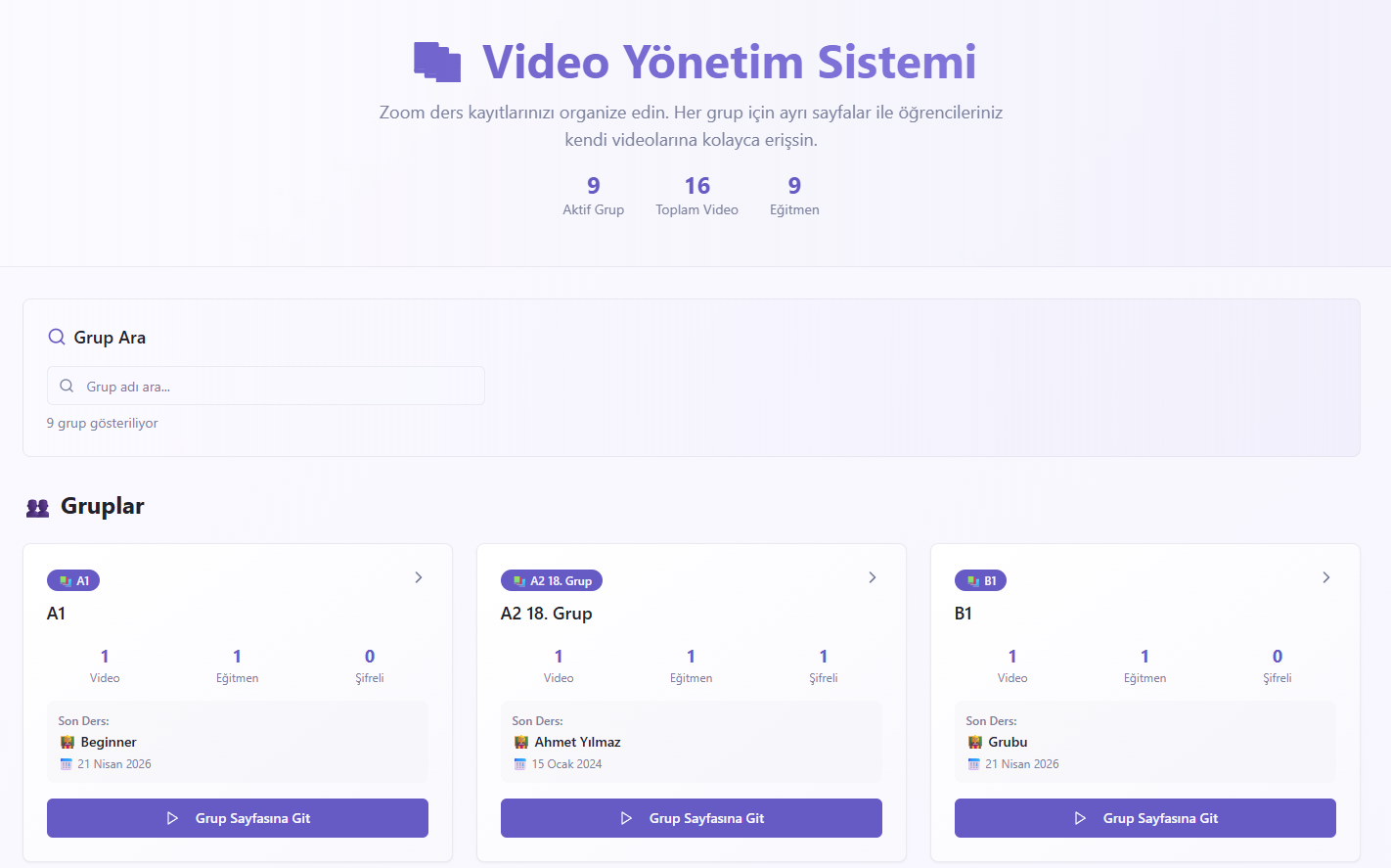 Video Yönetim Sistemi (Zoom Ders Kayıt Yönetimi)